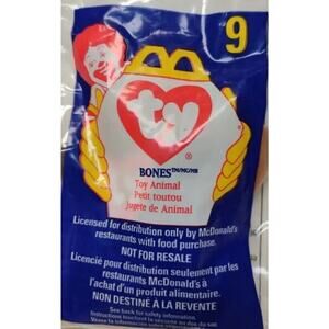 Ty Teenie Beanie Baby #9 Bones the Dog McDonald’s Happy Meal Toy Orig Pkg 1998